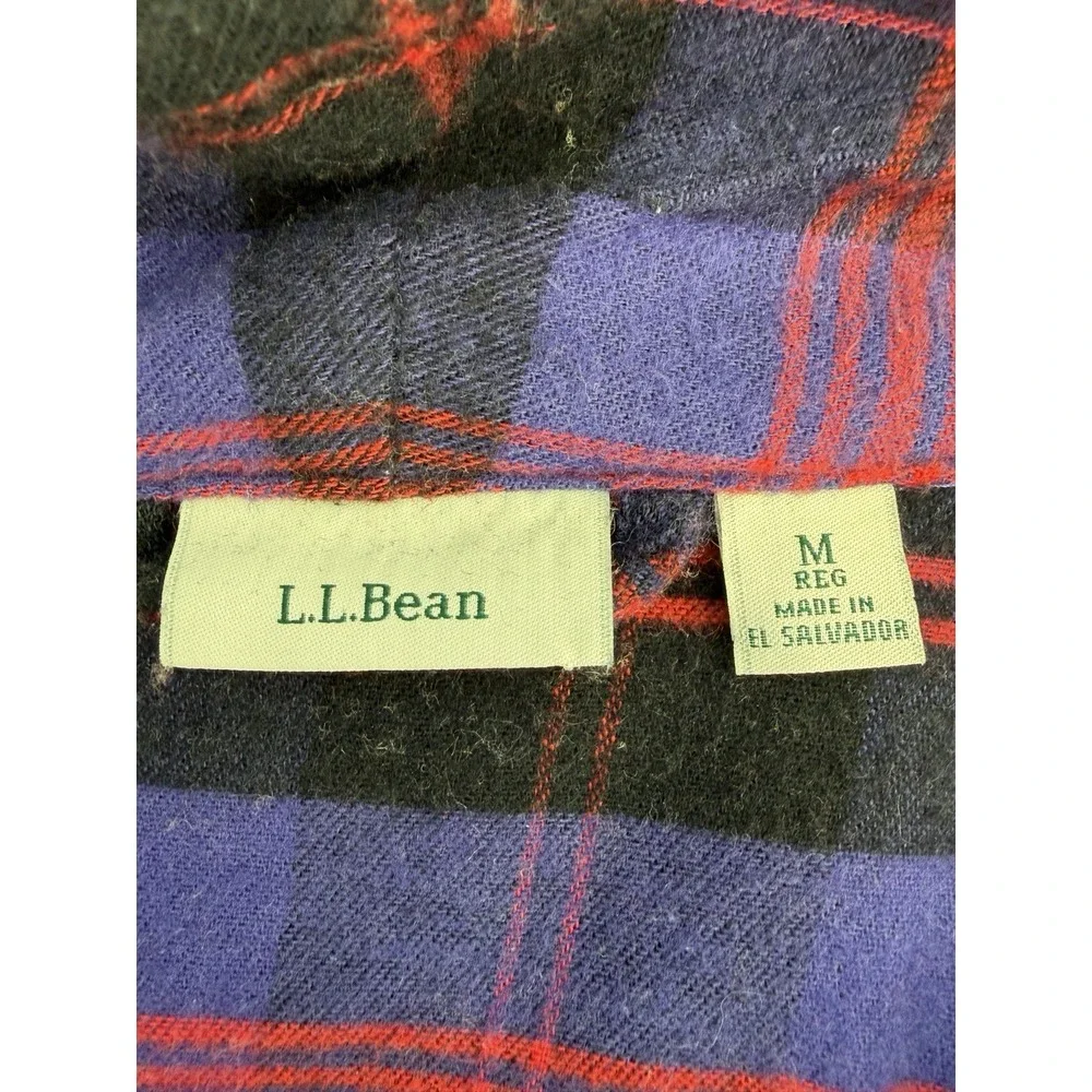 LL Bean Robe 100% Cotton Plaid Flannel Robe Size Medium Loungewear Sleepwear